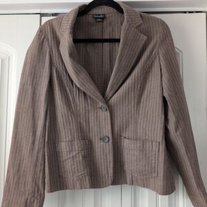 Rafaella Brown Blazer with White Pinstripes